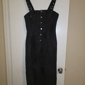 Black Denim Button-Down Dress